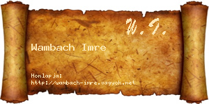 Wambach Imre névjegykártya